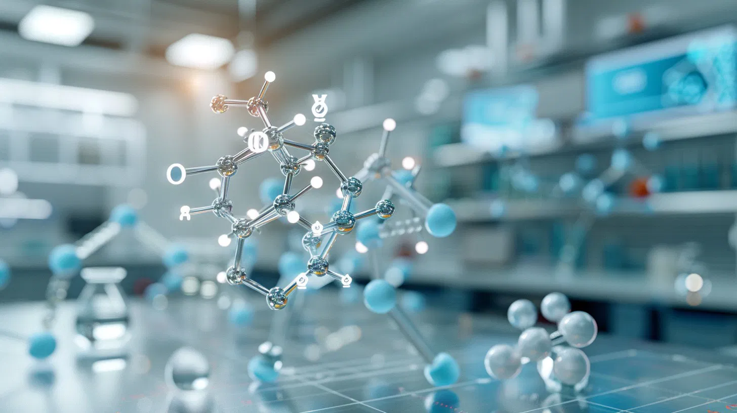 conceptual 3D render of a non-organic chemical formula structure